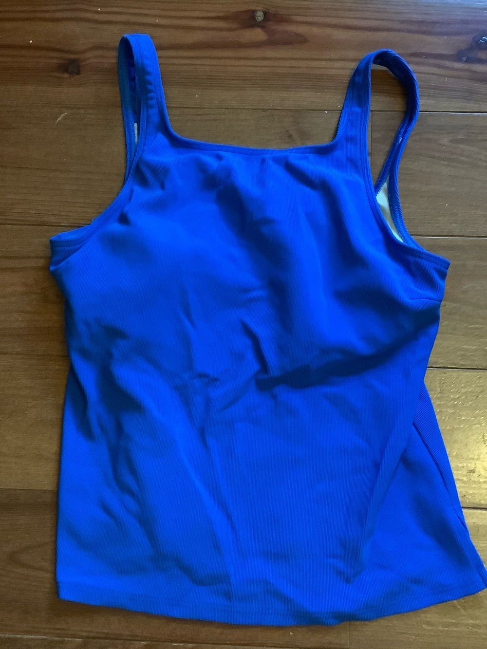 Lands' End Bright Blue Tankini Top with Swim Skirt - Picture 2 of 7